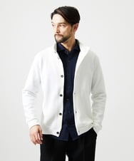 MNCAI50270 MICHEL KLEIN HOMME(ミッシェルクラン オム) ウェーブ柄スタンドカラーボタンカーディガン ホワイト