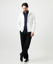 MNCAI50270 MICHEL KLEIN HOMME(ミッシェルクラン オム) ウェーブ柄スタンドカラーボタンカーディガン ホワイト
