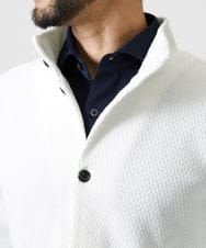 MNCAI50270 MICHEL KLEIN HOMME(ミッシェルクラン オム) ウェーブ柄スタンドカラーボタンカーディガン ホワイト