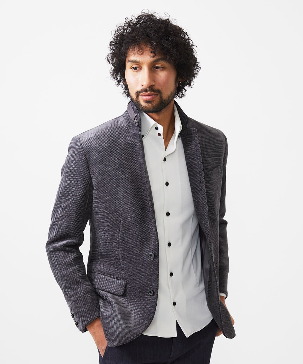 MNDAC54540 MICHEL KLEIN HOMME(ミッシェルクラン オム) スエード調コンバーチブルジャケット グレー