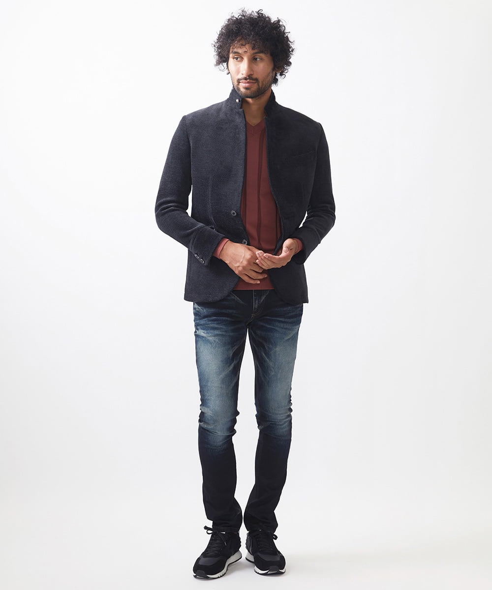MNDAC54540 MICHEL KLEIN HOMME(ミッシェルクラン オム) スエード調コンバーチブルジャケット ブラック