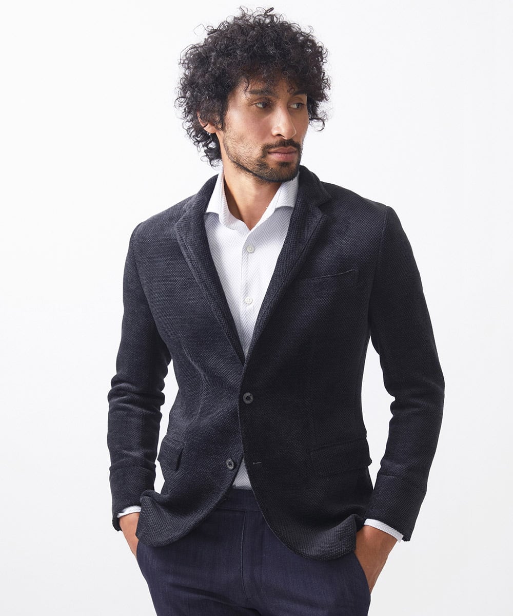 MNDAC54540 MICHEL KLEIN HOMME(ミッシェルクラン オム) スエード調コンバーチブルジャケット ブラック