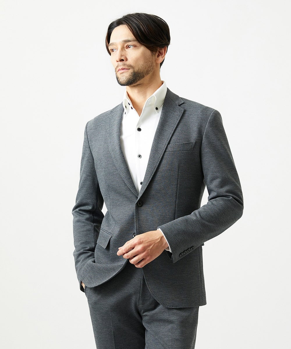 MNDCI05470 MICHEL KLEIN HOMME(ミッシェルクラン オム) 【セットアップ】4WAYジャージテーラードジャケット グレー