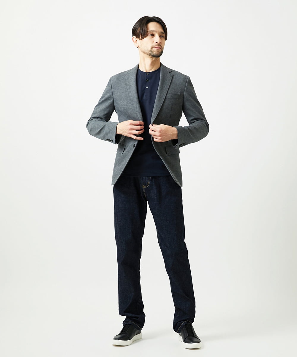 MNDCI05470 MICHEL KLEIN HOMME(ミッシェルクラン オム) 【セットアップ】4WAYジャージテーラードジャケット グレー