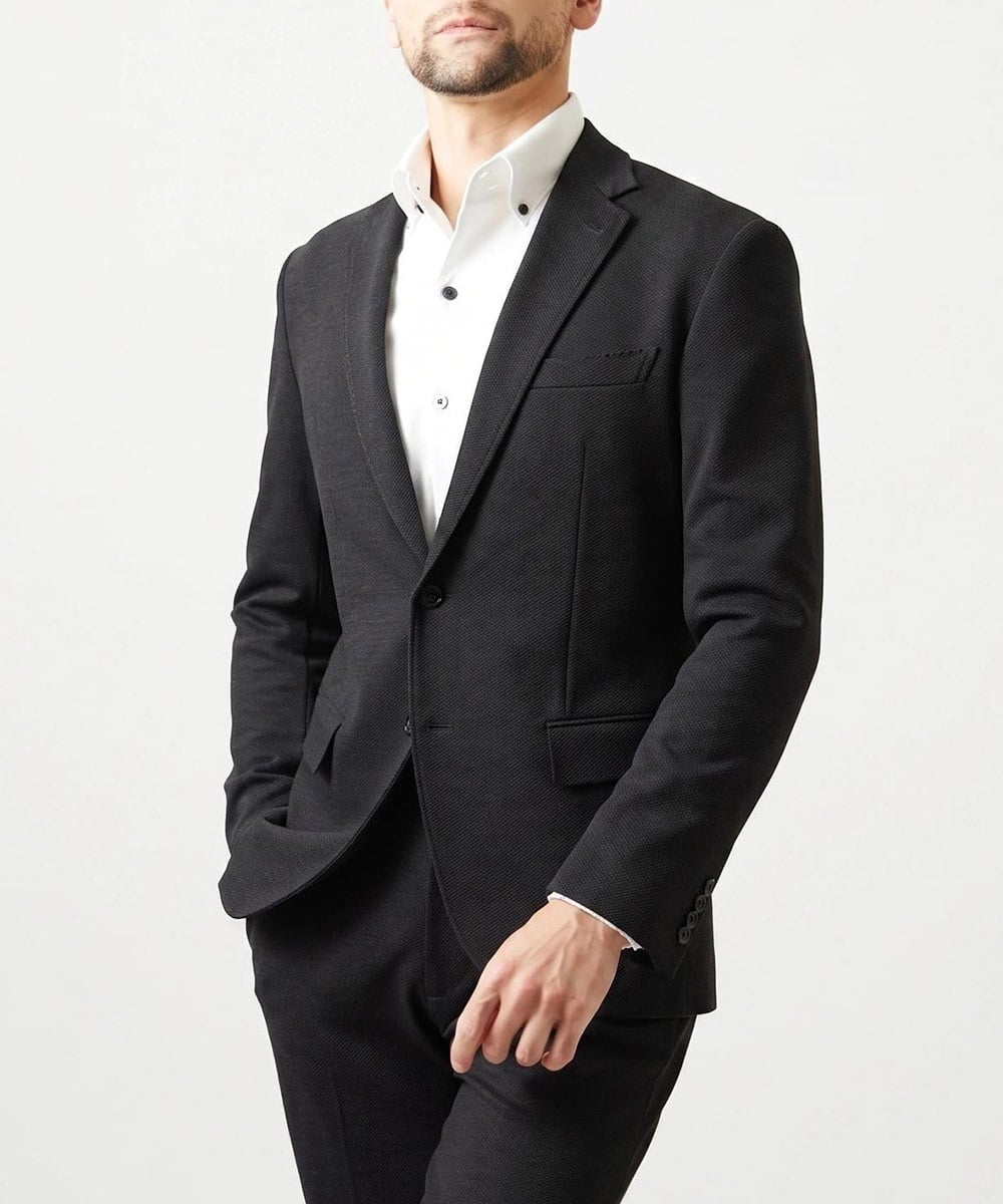 MNDCI05470 MICHEL KLEIN HOMME(ミッシェルクラン オム) 【セットアップ】4WAYジャージテーラードジャケット ブラック