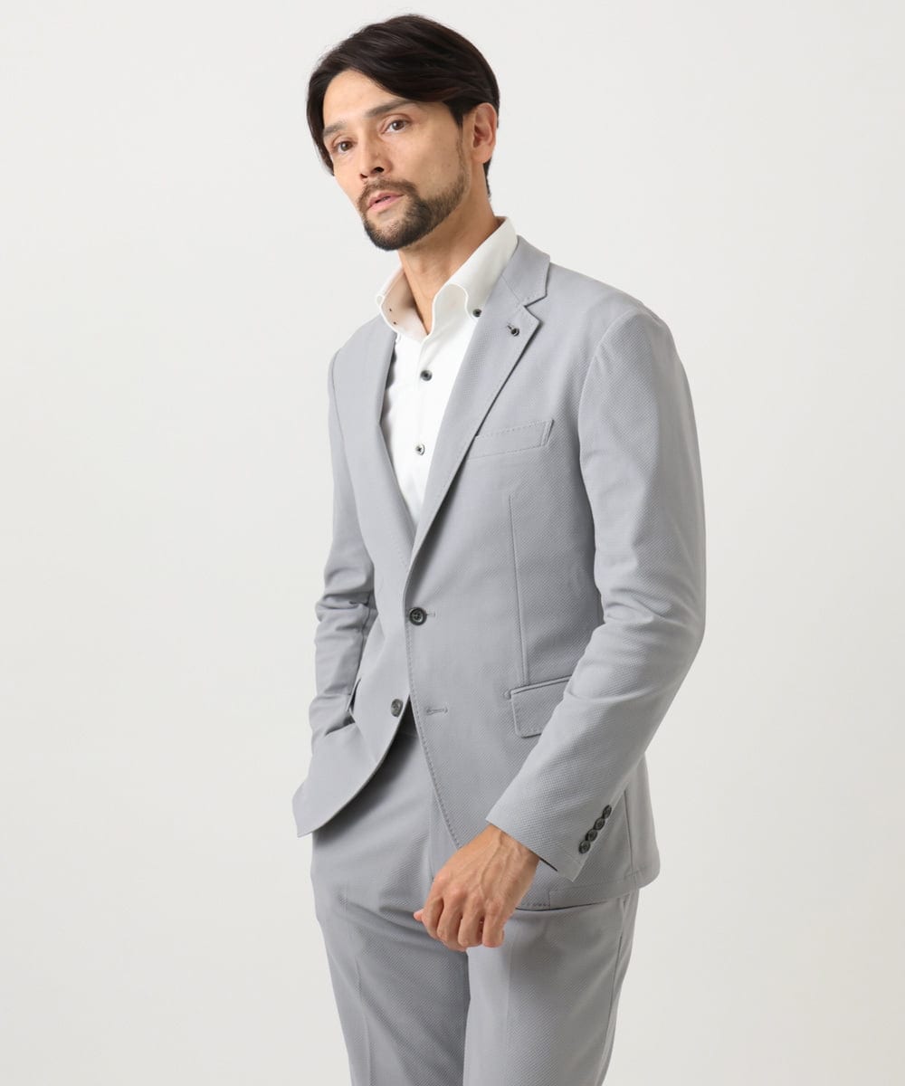 MNDGD03430 MICHEL KLEIN HOMME(ミッシェルクラン オム) 【セットアップ】コットンライクストレッチテーラードジャケット グレー