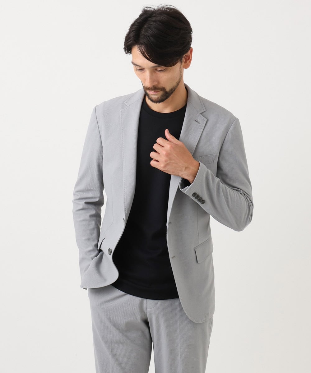 MNDGD03430 MICHEL KLEIN HOMME(ミッシェルクラン オム) 【セットアップ】コットンライクストレッチテーラードジャケット グレー