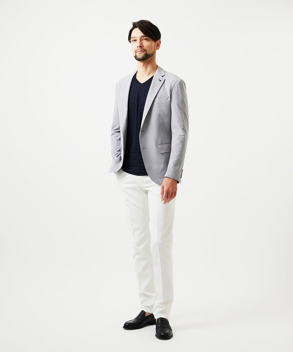MNDGD03430 MICHEL KLEIN HOMME(ミッシェルクラン オム) 【セットアップ】コットンライクストレッチテーラードジャケット グレー