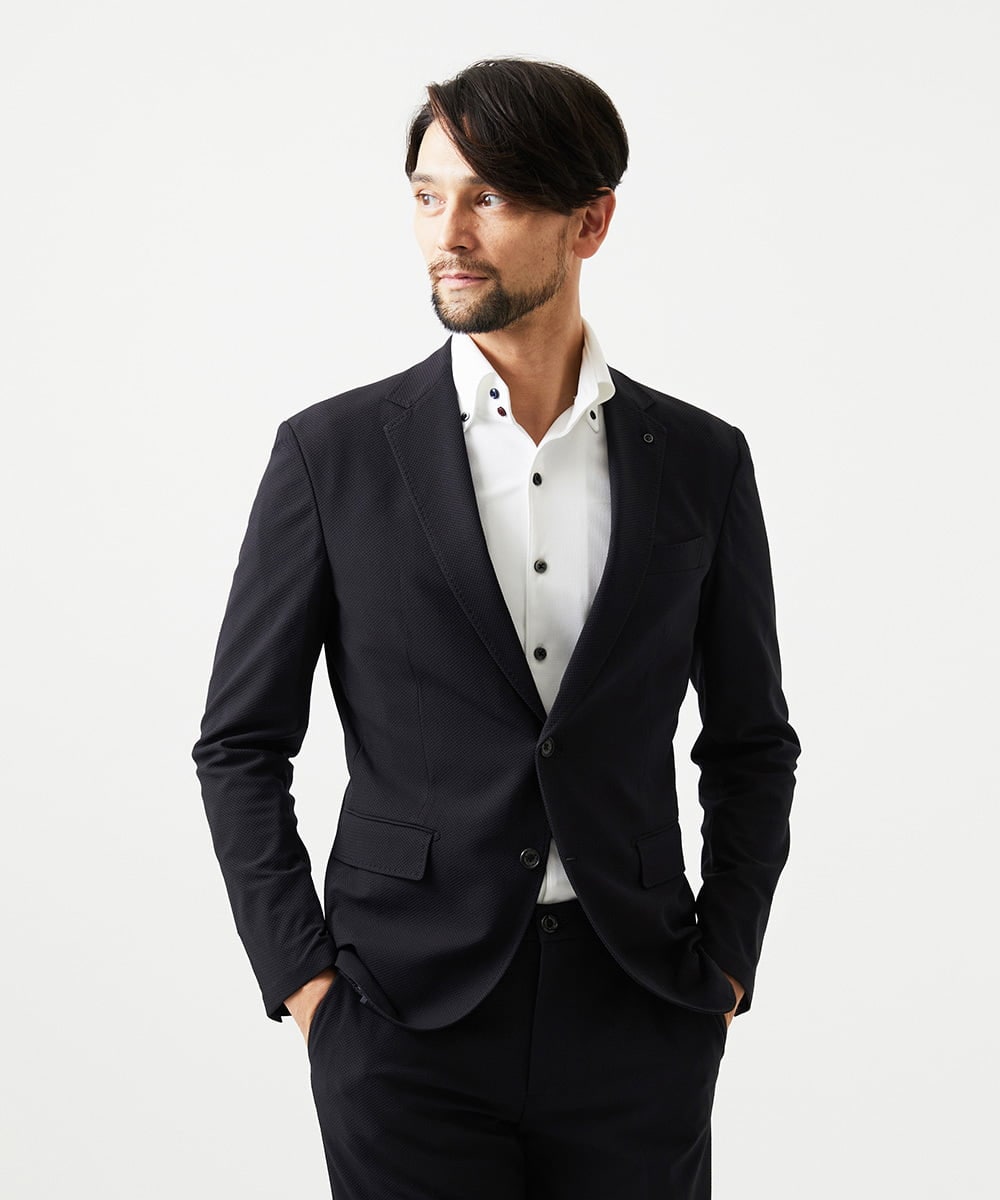 MNDGD03430 MICHEL KLEIN HOMME(ミッシェルクラン オム) 【セットアップ】コットンライクストレッチテーラードジャケット ブラック