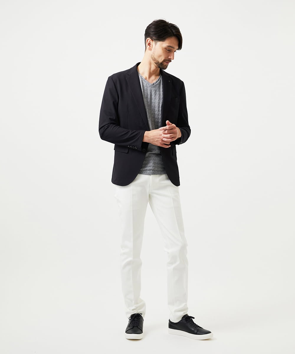 MNDGD03430 MICHEL KLEIN HOMME(ミッシェルクラン オム) 【セットアップ】コットンライクストレッチテーラードジャケット ブラック