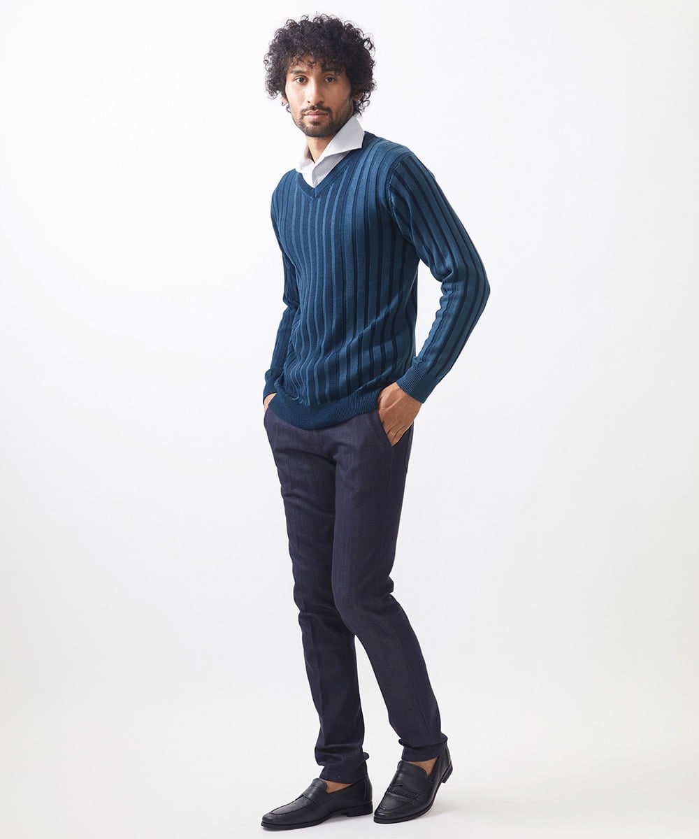 MNFAC01170 MICHEL KLEIN HOMME(ミッシェルクラン オム) グラデーションVネックニット カーキ