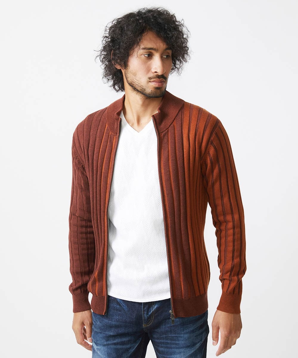 MNFAC03200 MICHEL KLEIN HOMME(ミッシェルクラン オム) グラデーションジップアップニット オレンジ