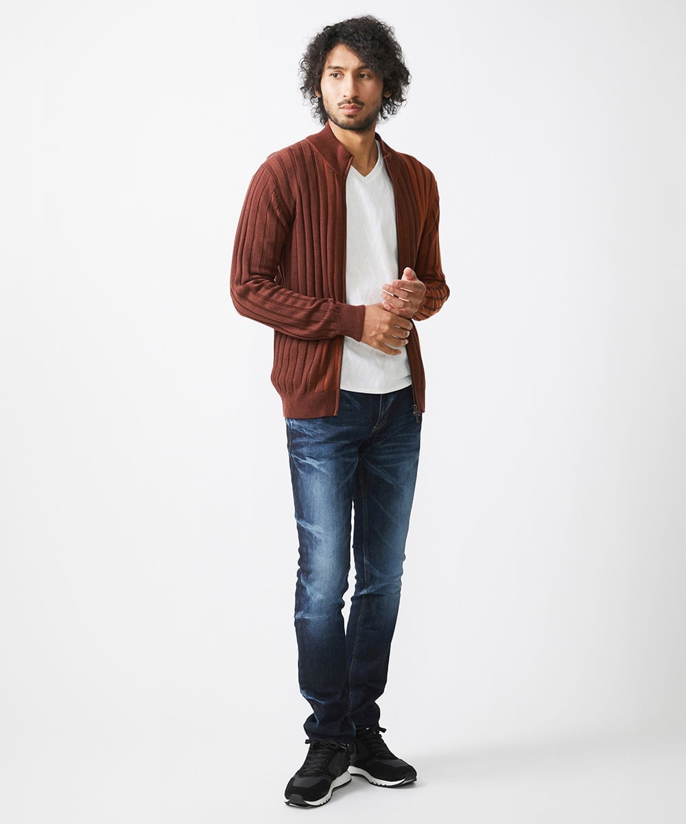 MNFAC03200 MICHEL KLEIN HOMME(ミッシェルクラン オム) グラデーションジップアップニット オレンジ