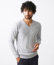 MNFAC55250 MICHEL KLEIN HOMME(ミッシェルクラン オム) ダイヤ柄Vネックニット ライトグレー