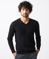 MNFAC55250 MICHEL KLEIN HOMME(ミッシェルクラン オム) ダイヤ柄Vネックニット ブラック