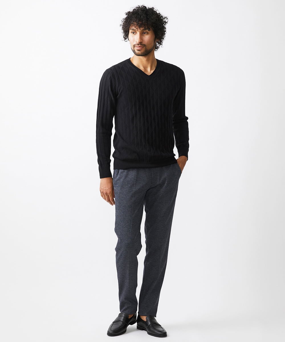 MNFAC55250 MICHEL KLEIN HOMME(ミッシェルクラン オム) ダイヤ柄Vネックニット ブラック