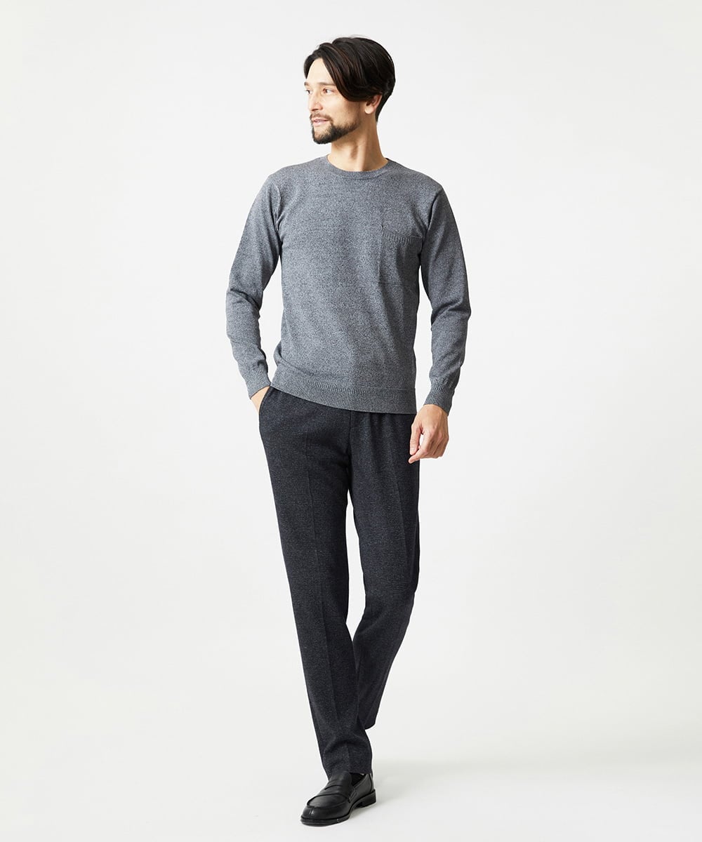 MNFAI54210 MICHEL KLEIN HOMME(ミッシェルクラン オム) 胸ポケット付きクルーネックニット グレー