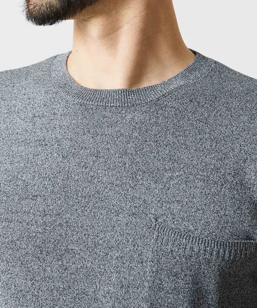 MNFAI54210 MICHEL KLEIN HOMME(ミッシェルクラン オム) 胸ポケット付きクルーネックニット グレー