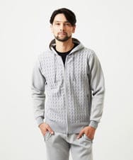 MNFDF52230 MICHEL KLEIN HOMME(ミッシェルクラン オム) 【セットアップ】ニットジップアップパーカー ライトグレー
