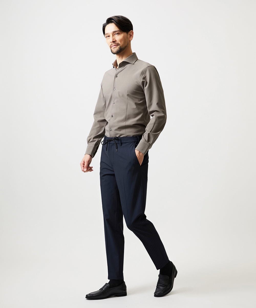 MNHGF52230 MICHEL KLEIN HOMME(ミッシェルクラン オム) ストライプ2WAY9分丈スラックスパンツ ネイビー