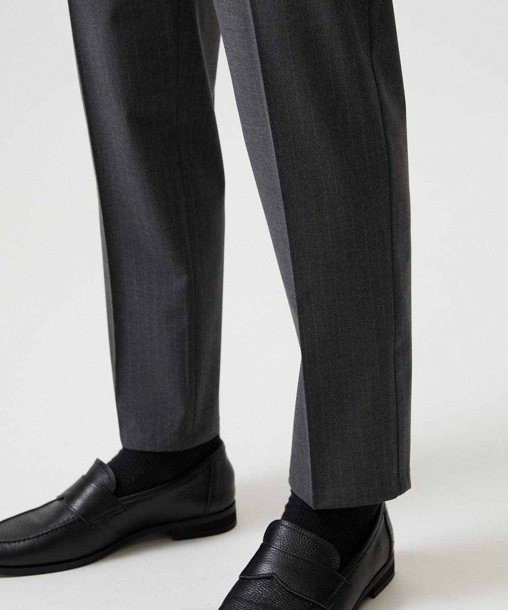 MNHGF52230 MICHEL KLEIN HOMME(ミッシェルクラン オム) ストライプ2WAY9分丈スラックスパンツ グレー
