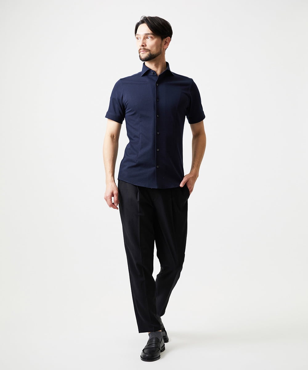MNHGF54230 MICHEL KLEIN HOMME(ミッシェルクラン オム) 9分丈セミイージースラックスパンツ ブラック