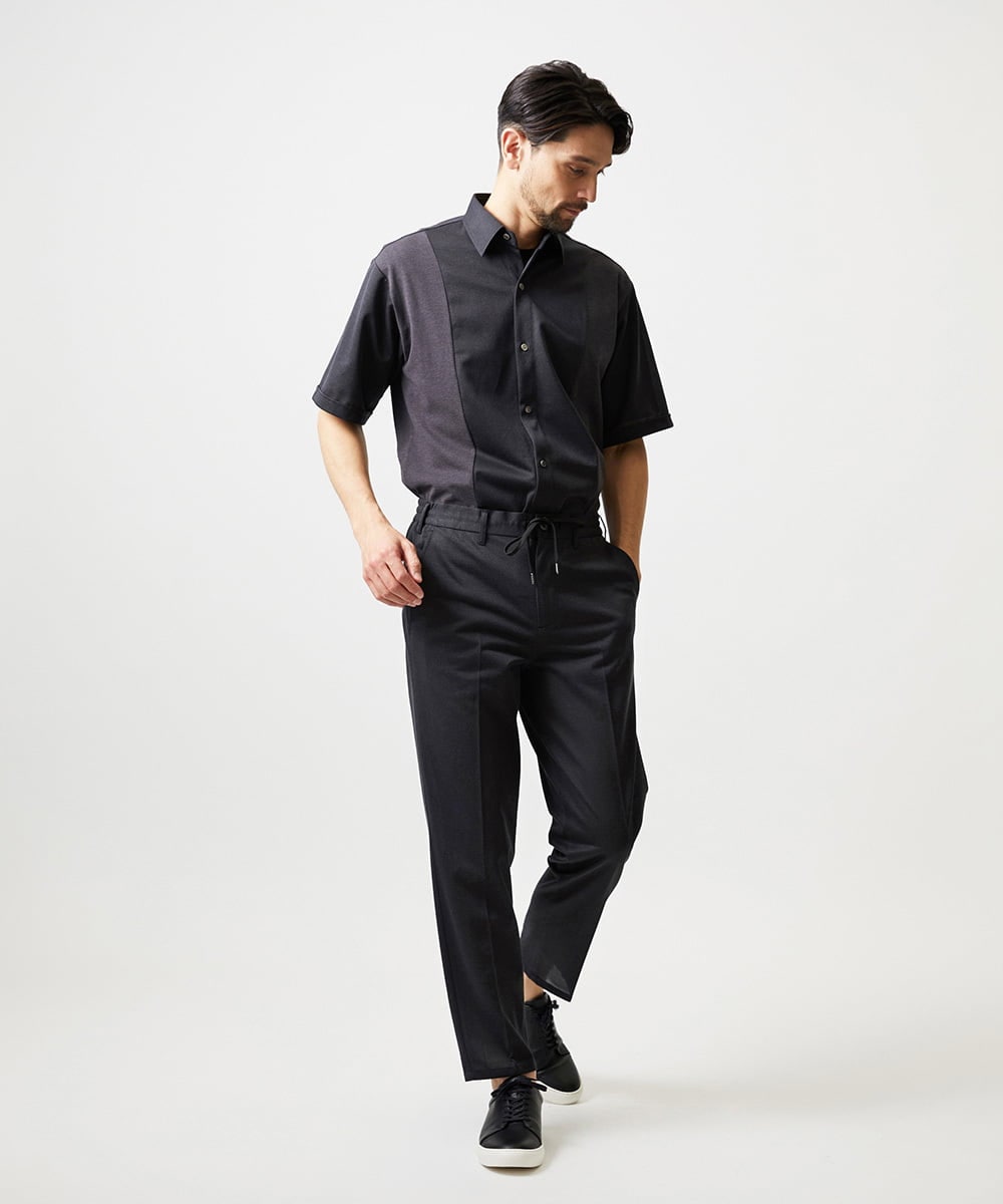 MNHJD63250 MICHEL KLEIN HOMME(ミッシェルクラン オム) 【セットアップ】9分丈ジャージースラックスパンツ ダークグレー
