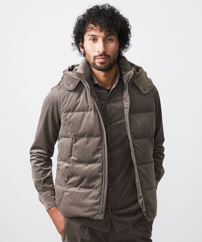 MNJAA56490 MICHEL KLEIN HOMME トリコットベロアダウンベスト セットアップ