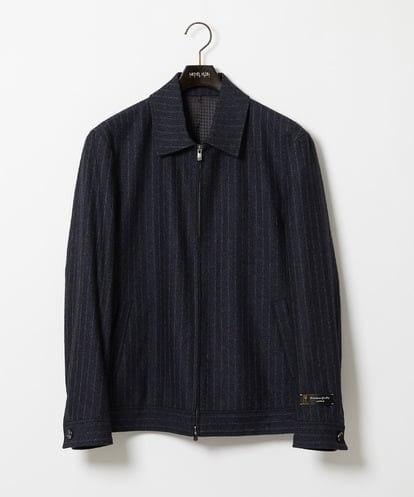 MNJAI53530 MICHEL KLEIN HOMME 【セットアップ】ストライプ柄ウールコットンジップブルゾン