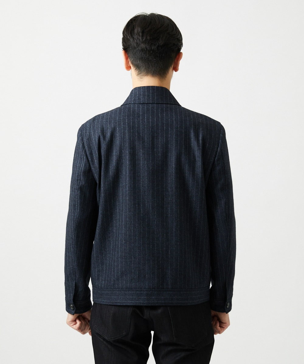 MNJAI53530 MICHEL KLEIN HOMME(ミッシェルクラン オム) 【セットアップ】ストライプ柄ウールコットンジップブルゾン ネイビー