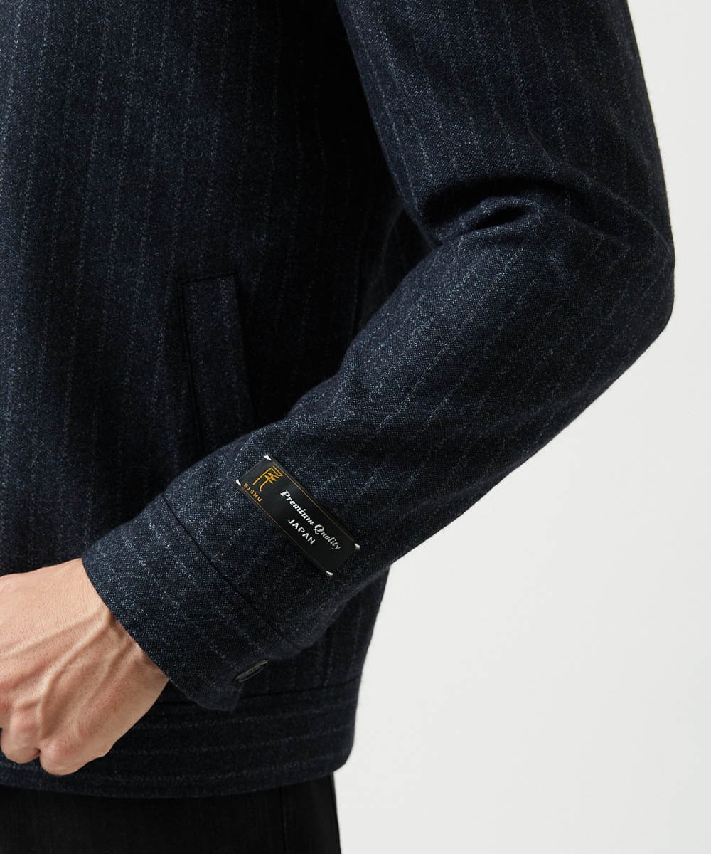 MNJAI53530 MICHEL KLEIN HOMME(ミッシェルクラン オム) 【セットアップ】ストライプ柄ウールコットンジップブルゾン ネイビー