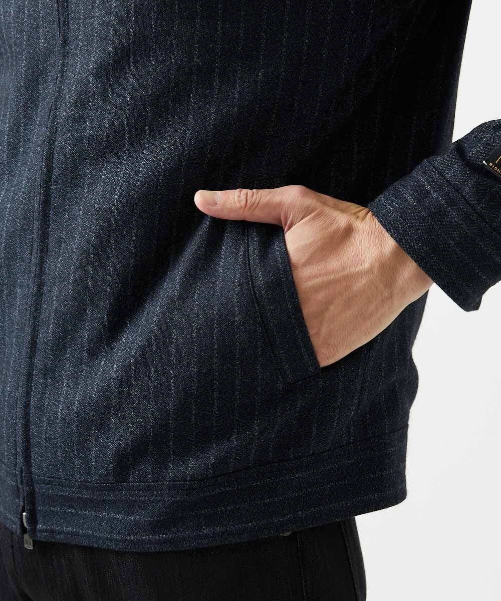 MNJAI53530 MICHEL KLEIN HOMME(ミッシェルクラン オム) 【セットアップ】ストライプ柄ウールコットンジップブルゾン ネイビー