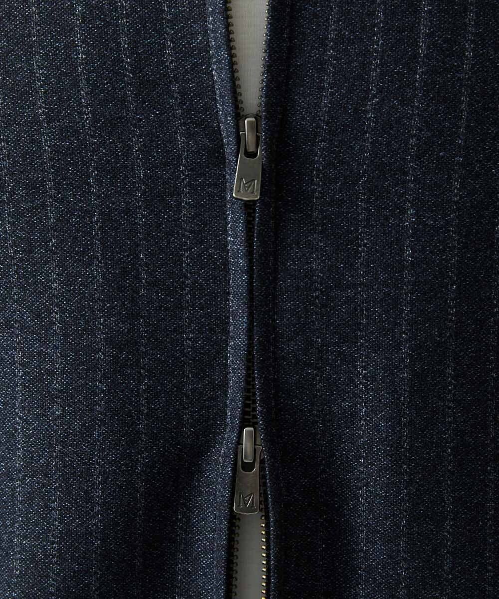 MNJAI53530 MICHEL KLEIN HOMME(ミッシェルクラン オム) 【セットアップ】ストライプ柄ウールコットンジップブルゾン ネイビー