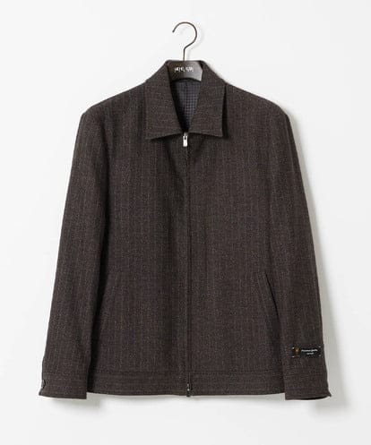 MNJAI53530 MICHEL KLEIN HOMME 【セットアップ】ストライプ柄ウールコットンジップブルゾン