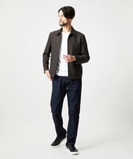 MNJAI53530 MICHEL KLEIN HOMME(ミッシェルクラン オム) 【セットアップ】ストライプ柄ウールコットンジップブルゾン ブラウン
