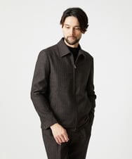MNJAI53530 MICHEL KLEIN HOMME(ミッシェルクラン オム) 【セットアップ】ストライプ柄ウールコットンジップブルゾン ブラウン