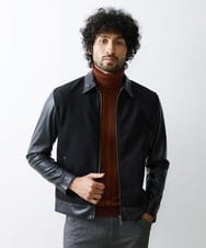 MNJAV84540 MICHEL KLEIN HOMME(ミッシェルクラン オム) ウールコンビネーションブルゾン ブラック