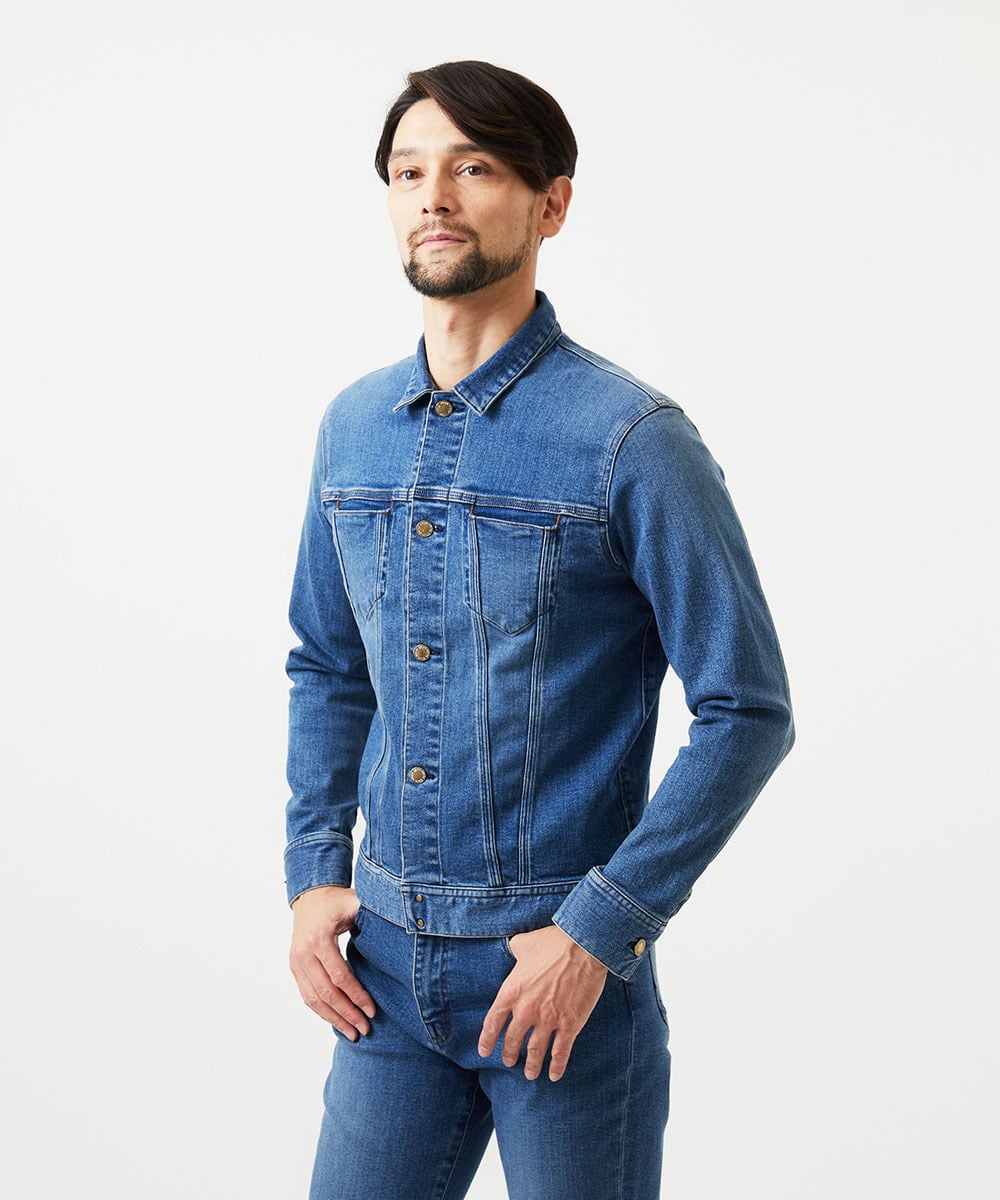 MNJGD90360 MICHEL KLEIN HOMME(ミッシェルクラン オム) 《日本製》20th　FACTOTUMコラボ　デニムジャケット ライトブルー
