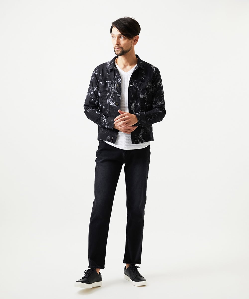MNJGD91360 MICHEL KLEIN HOMME(ミッシェルクラン オム) 《日本製》20th　FACTOTUMコラボ　スモーク柄デニムジャケット ブラック