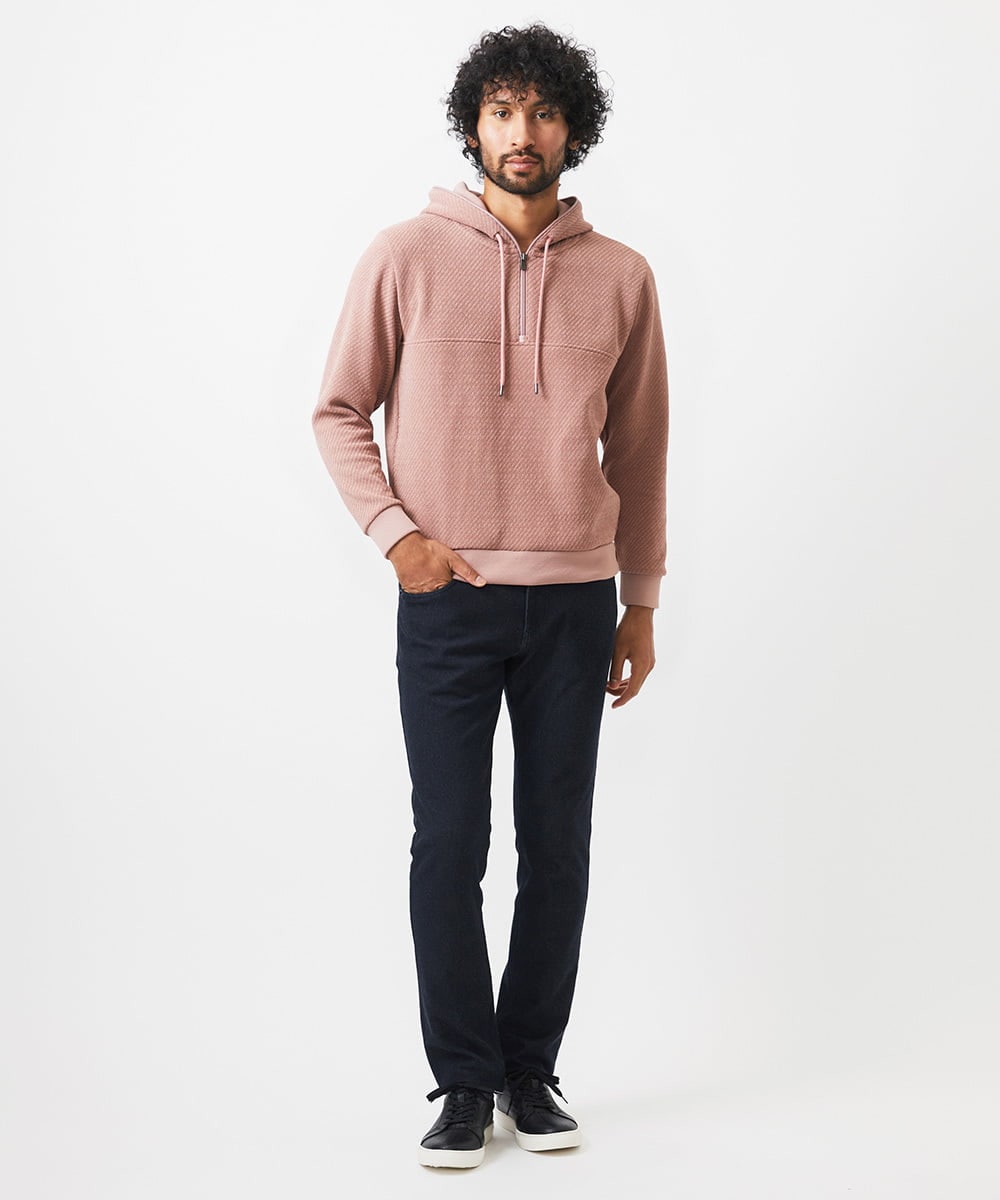 MNKAC57250 MICHEL KLEIN HOMME(ミッシェルクラン オム) 《日本製》モールZIPプルオーバーパーカー ピンク