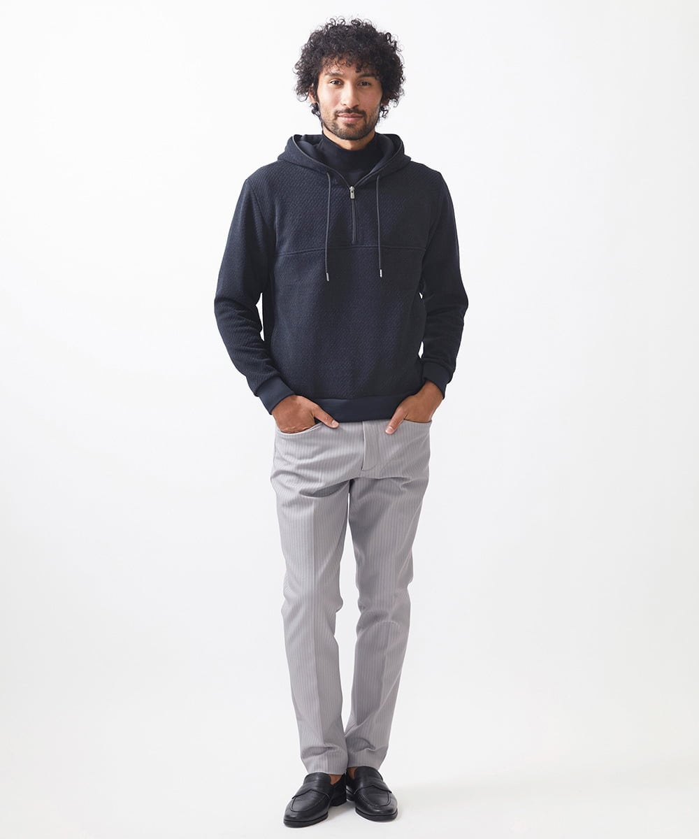 MNKAC57250 MICHEL KLEIN HOMME(ミッシェルクラン オム) 《日本製》モールZIPプルオーバーパーカー ブラック