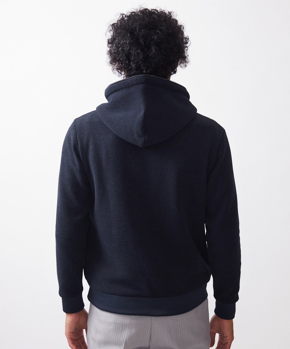 MNKAC57250 MICHEL KLEIN HOMME(ミッシェルクラン オム) 《日本製》モールZIPプルオーバーパーカー ブラック