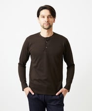 MNKAI54190 MICHEL KLEIN HOMME(ミッシェルクラン オム) ジャガードヘンリーネック長袖カットソー ブラウン