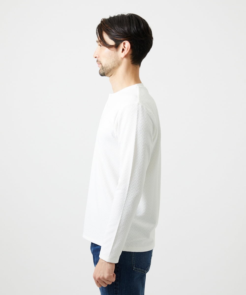 MNKAI54190 MICHEL KLEIN HOMME(ミッシェルクラン オム) ジャガードヘンリーネック長袖カットソー ホワイト