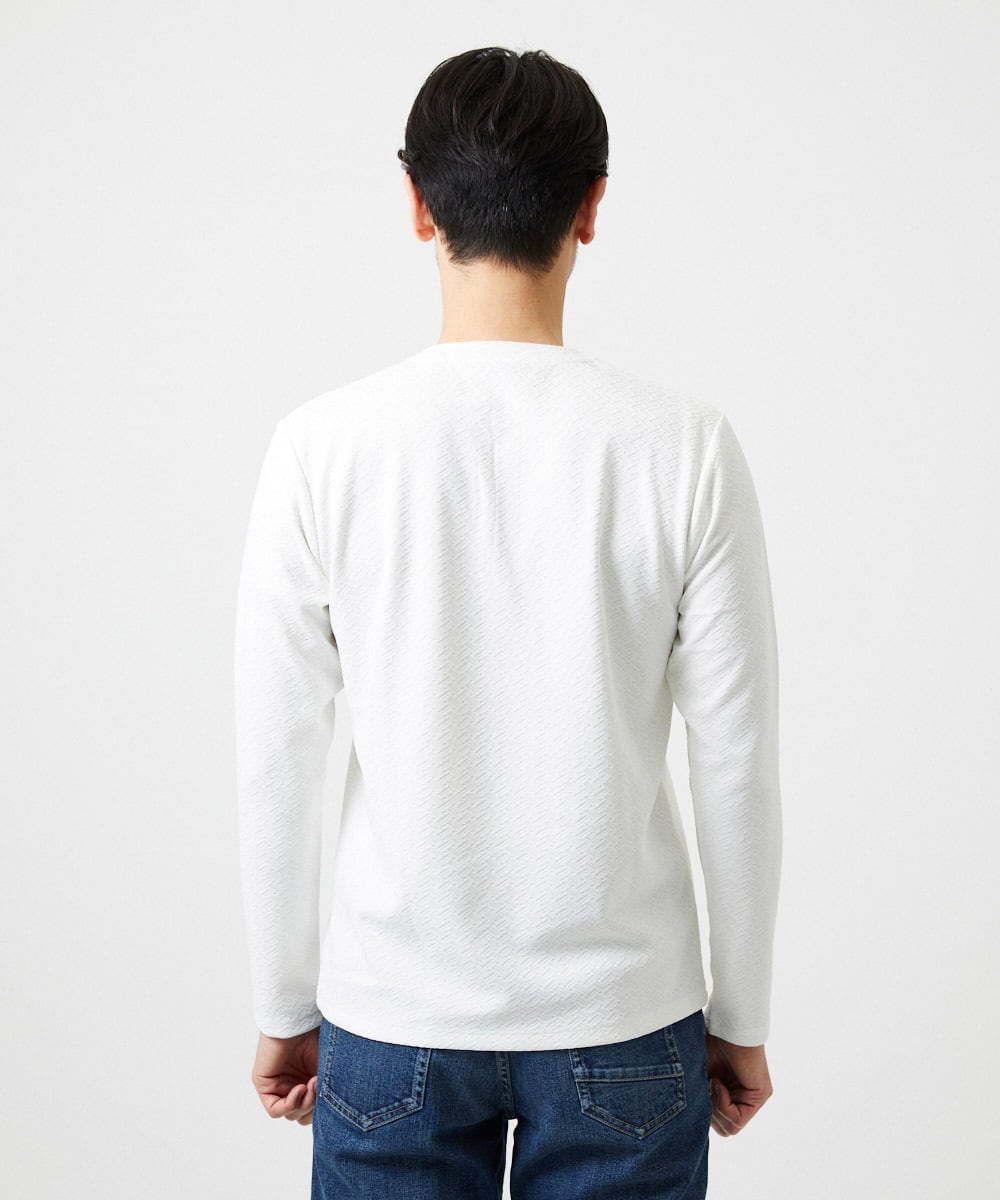 MNKAI54190 MICHEL KLEIN HOMME(ミッシェルクラン オム) ジャガードヘンリーネック長袖カットソー ホワイト