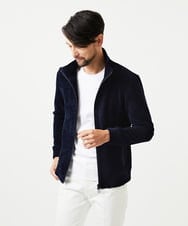 MNKCD70290 MICHEL KLEIN HOMME(ミッシェルクラン オム) スタンドカラーモールニットカーディガン ネイビー