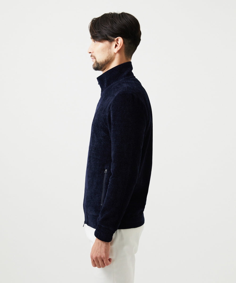 MNKCD70290 MICHEL KLEIN HOMME(ミッシェルクラン オム) スタンドカラーモールニットカーディガン ネイビー