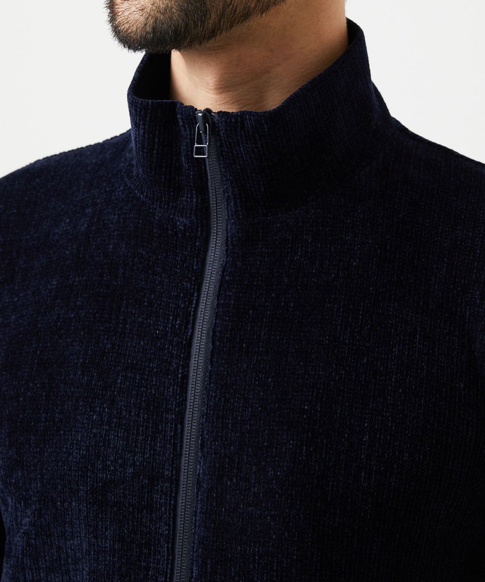 MNKCD70290 MICHEL KLEIN HOMME(ミッシェルクラン オム) スタンドカラーモールニットカーディガン ネイビー