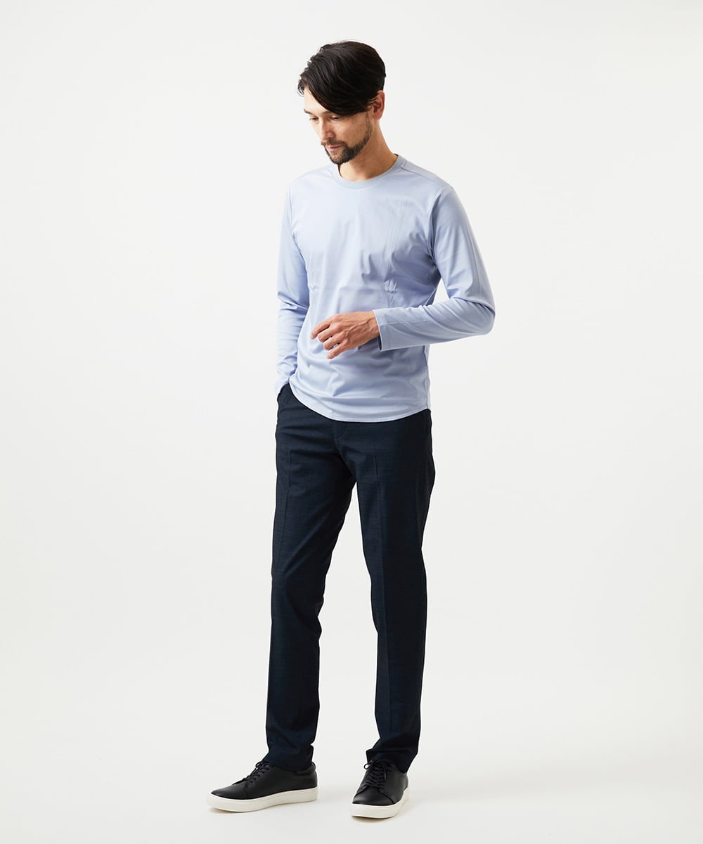 MNKDF51150 MICHEL KLEIN HOMME(ミッシェルクラン オム) クルーネック長袖カットソー ライトブルー