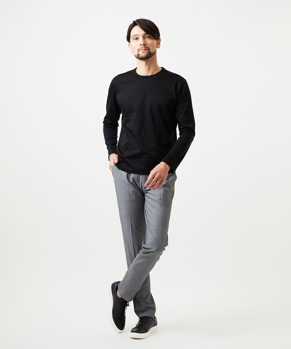 MNKDF51150 MICHEL KLEIN HOMME(ミッシェルクラン オム) クルーネック長袖カットソー ブラック